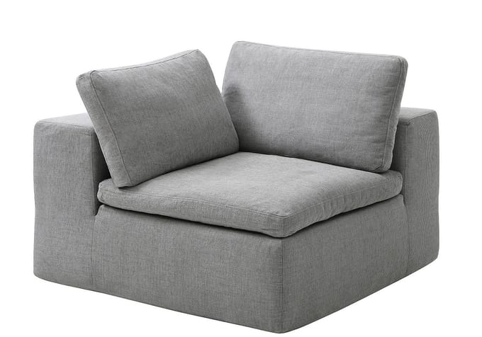 Vente-unique CORTOLINE Hoekfauteuil links in grijze stof