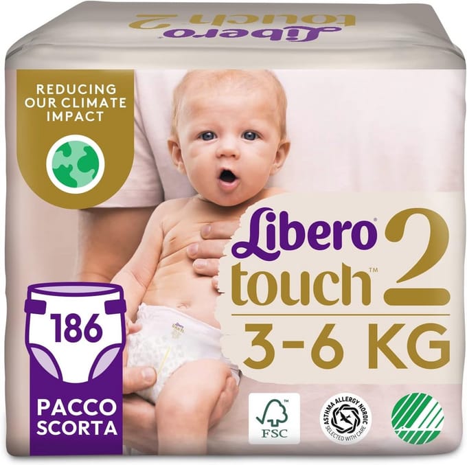 Touch Open luiers maat 2 - 186 stuks - voor kinderen van 3-6 kg