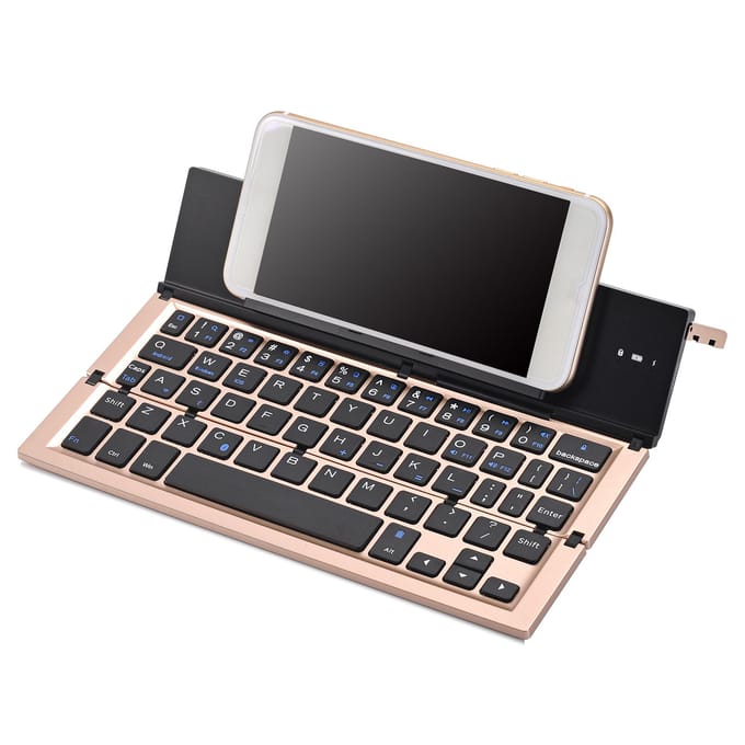 Mini Opvouwbaar BT Toetsenbord Draagbaar voor iPad Smartphones goud