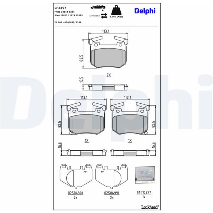 Remblokset DELPHI LP3397, achter