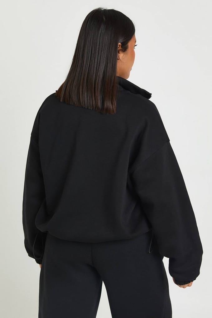 boohoo Dames Plus jas met toggle zoom en trechterhals | Black | Maat: 18