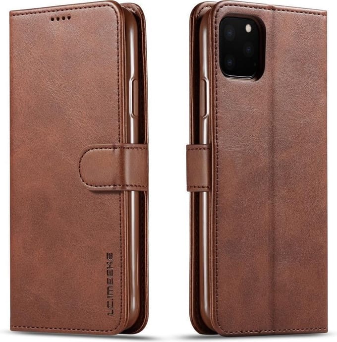 LC.IMEEKE Luxe Book Case - Geschikt voor iPhone 11 Pro Max Hoesje - Donkerbruin