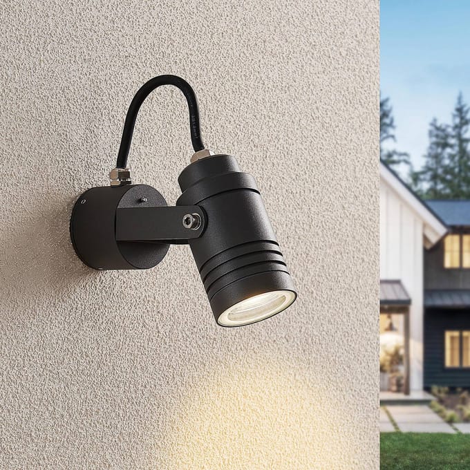 Lucande - buitenlamp - 1licht - Gegoten aluminium - H: 11.2 cm - GU10 - donkergrijs