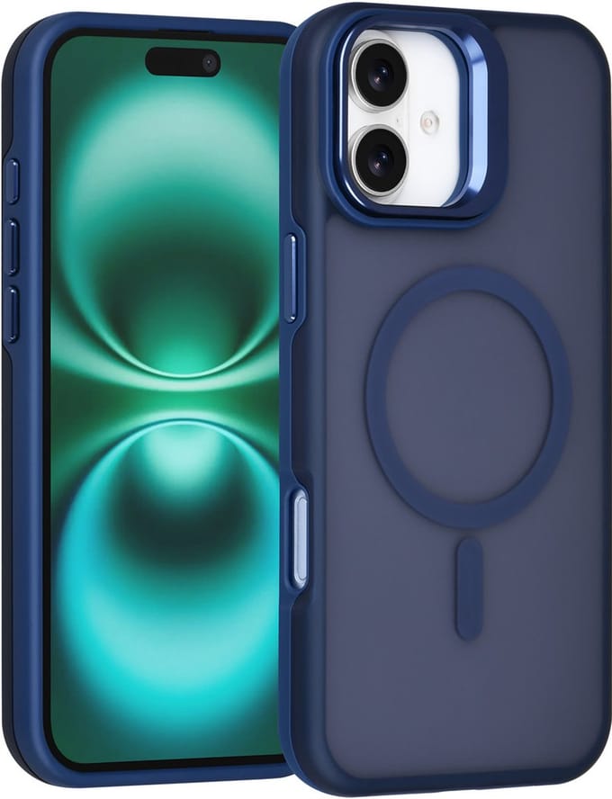 TUNIQ Back cover voor iPhone 16 Plus - MagSafe - Met Camerastand - Blauw