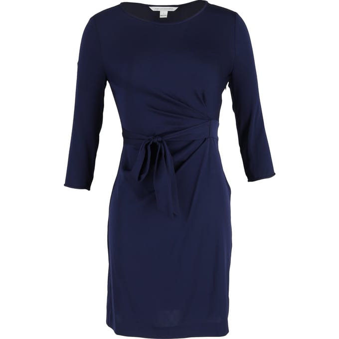 Diane Von Furstenberg minijurk met strik in de taille in marineblauw polyester
