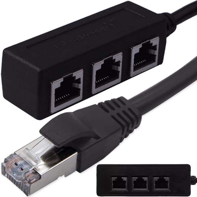 ZMR® Internet Splitter - Internetkabel - Netwerk Switch - Zwart - 3cm x 3cm x 20cm