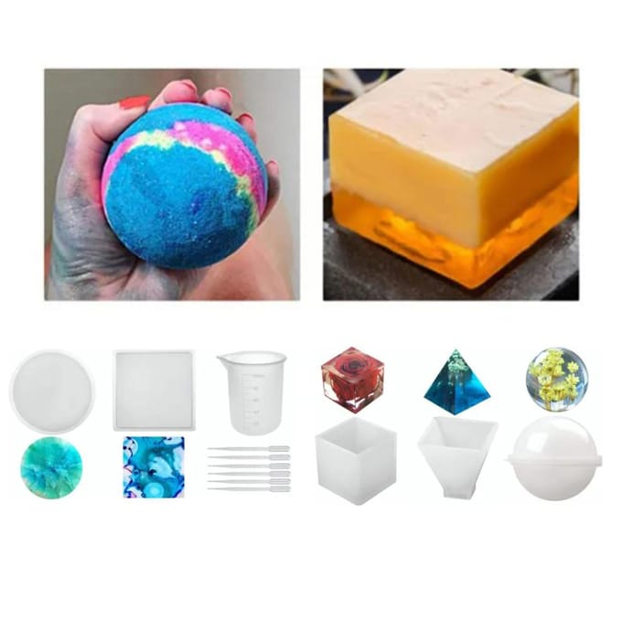 Siliconen Mal Flexibel Fijn Afgewerkt DIY Siliconen Mal met Maatbeker Rietjes white