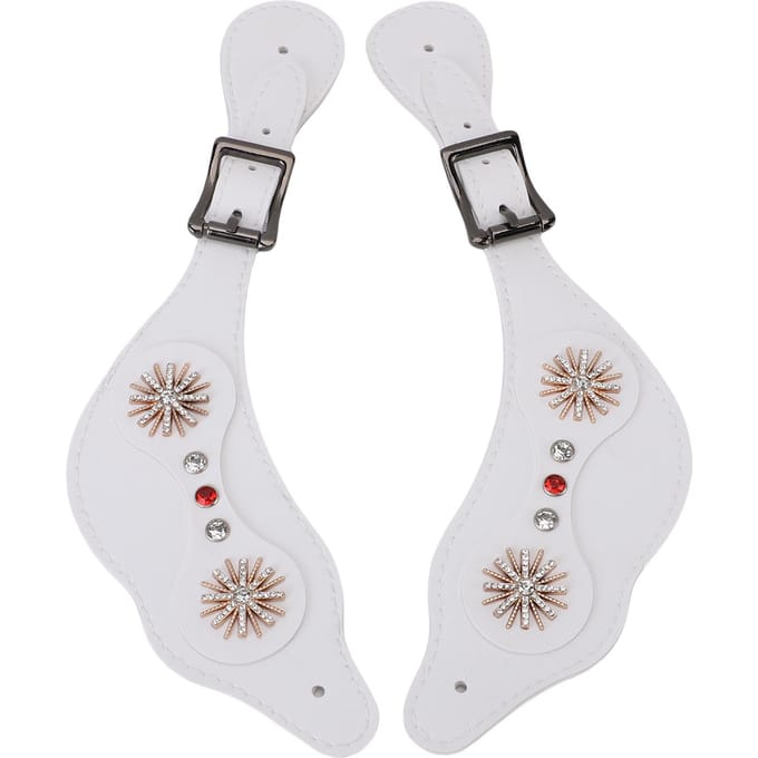 Sporenbanden Western Strass Bloemen Laarzen Vintage Sporenbanden voor Ruiters Verstelbare Lengte Handgemaakt