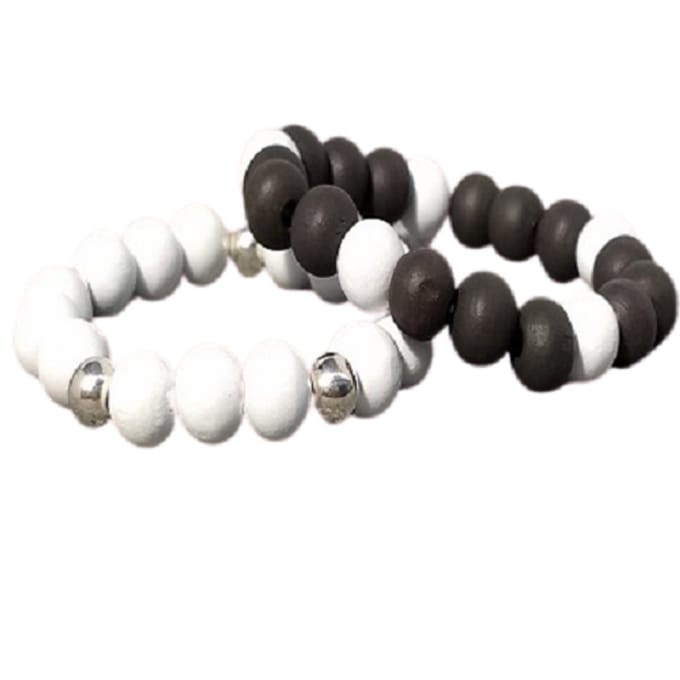 Armband-beads white grey