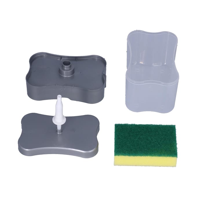 Vloeibare Zeep Pomp Dispenser Handpers Zeepcontainer Organizer met Spons Keukengereedschap gray