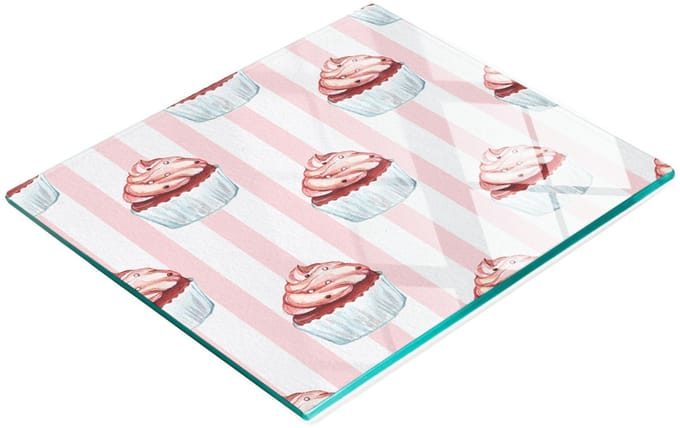 Keukenplank van gehard glas met decoratieve muffinafbeeldingen, 60x52 cm