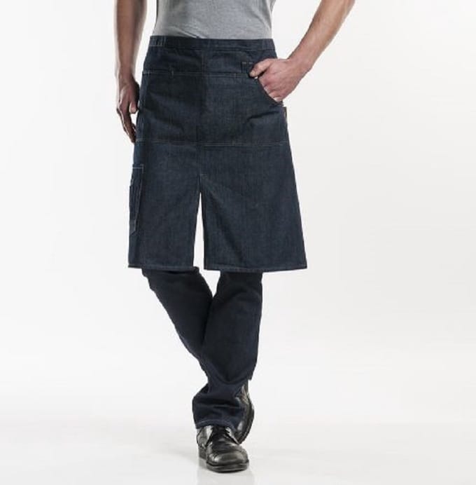 Chauddevant apron schort multipocket blue denim 26" W90- L65 cm