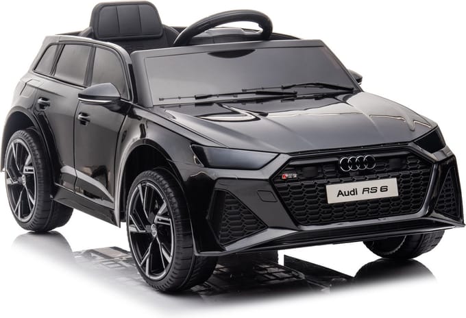 Audi RS6 | Elektrische Kinderauto - Metallic Zwart Met Afstandsbediening
