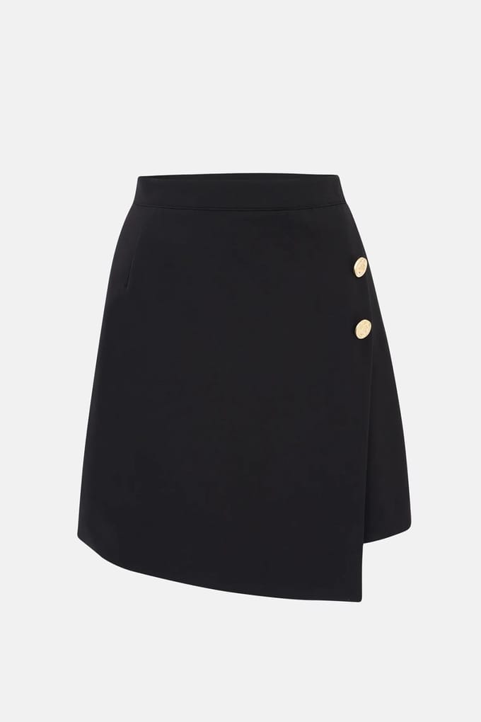 Mini Wrap Rok Met Gouden Knoopdetails