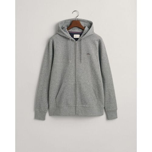 Gant Vest Shield Logo Embroidery Full Zip Hoodie Kangaroo Pocket Grijs Melange / male