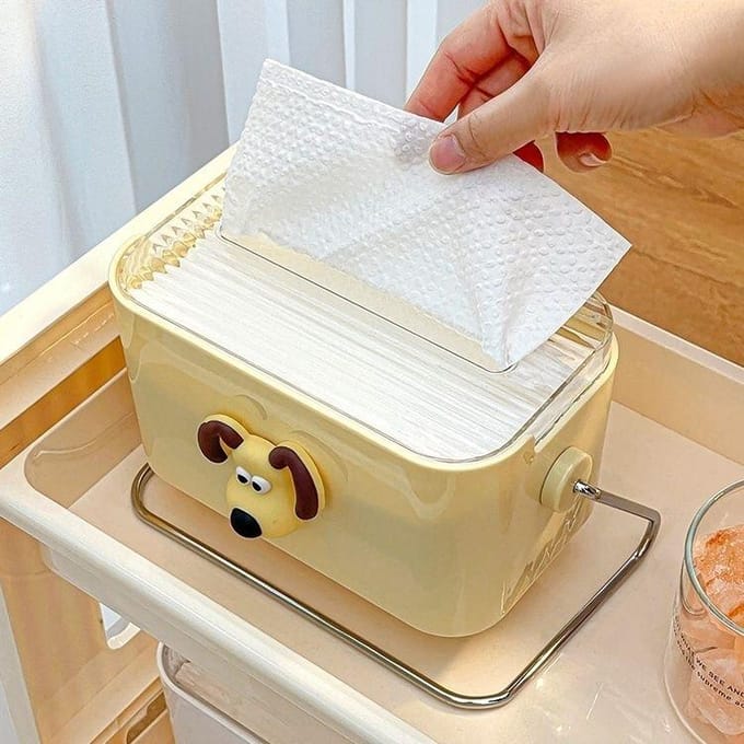 WTEMPO Tissue Box Huishoudelijke gecontracteerde mooie theetafel Multifunctionele roterende servetdoos geel