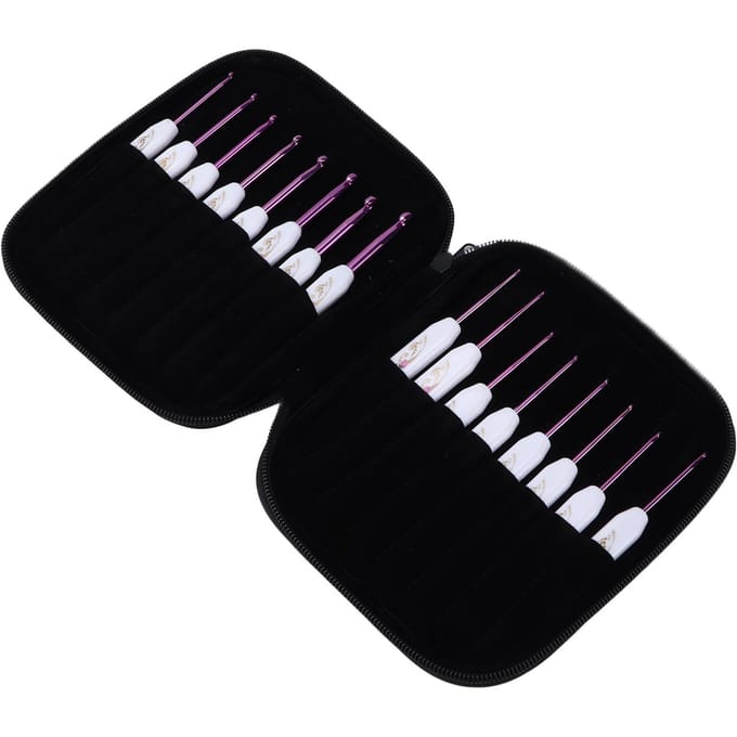 Haaknaalden Set Ergonomisch Ontwerp Handvat Stevig Haken Comfortabel Gebruiken DIY Breigereedschap voor roze