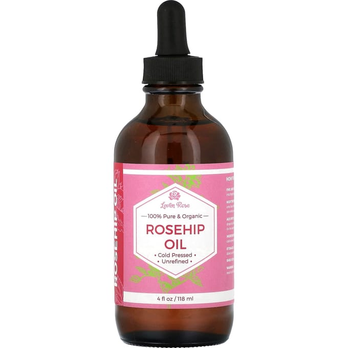 Leven Rose, 100% Pure Organic, Rosehip Oil, 4 fl oz (118 ml) black