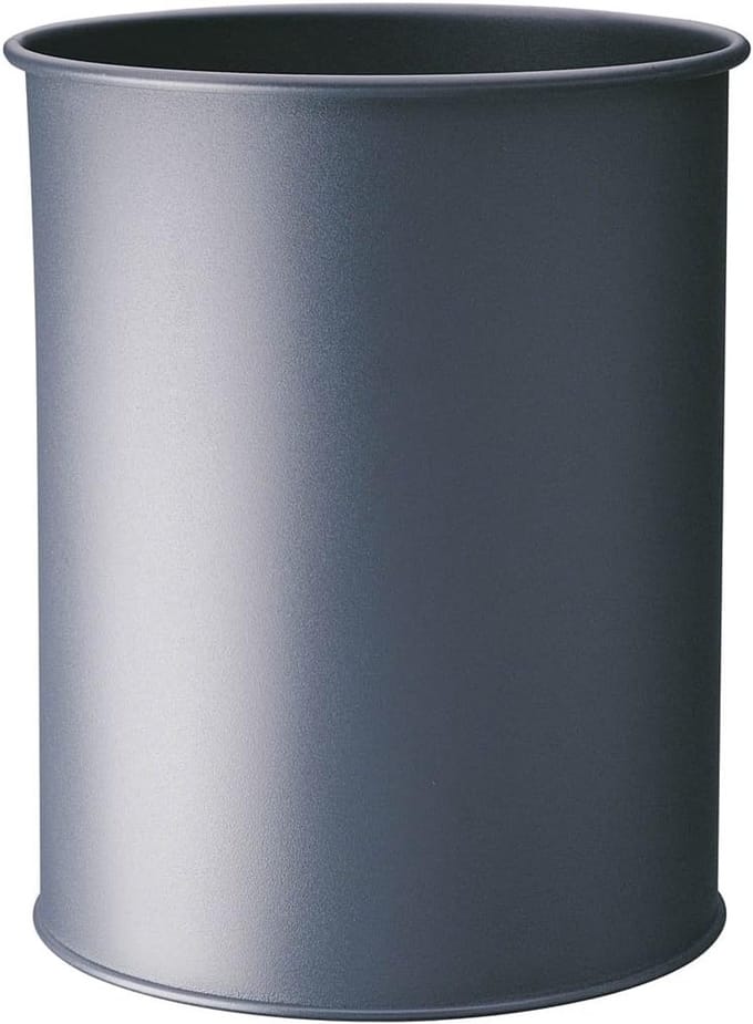 330158 Prullenbak metaal rond 15 Liter, antraciet