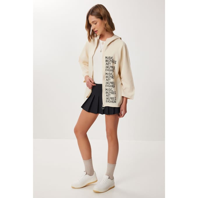 Geprinte Hoodie Volledige Ritstas