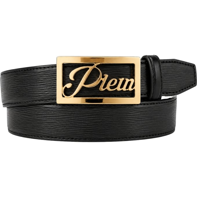 Plein Signature Log Leather Belt