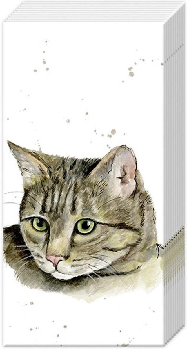 Zakdoeken Farmfriends 'Cat' - IHR - 21x21 cm