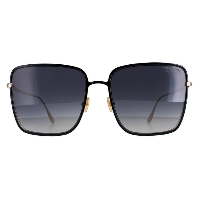 Tom Ford Heath FT0739 01D glanzend zwart grijs gepolariseerde zonnebril