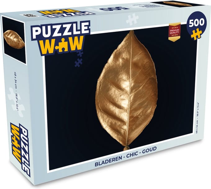 Puzzel Bladeren - Chic - Goud - Planten - Zwart - Legpuzzel - Puzzel 500 stukjes