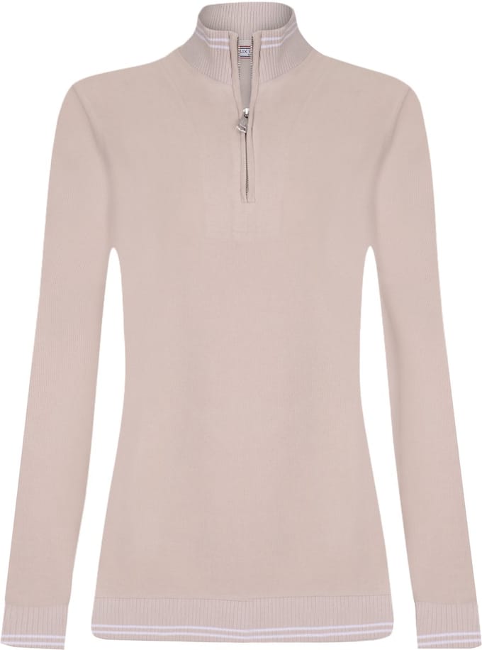 Felix Hardy Gebreide Trui Met Halve Rits - 100% Katoen Dames Beige - M