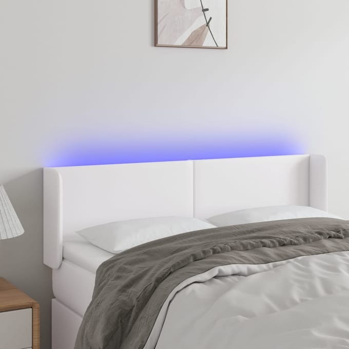 vidaXL - Hoofdbord - LED - 147x16x78/88 - cm - kunstleer - wit