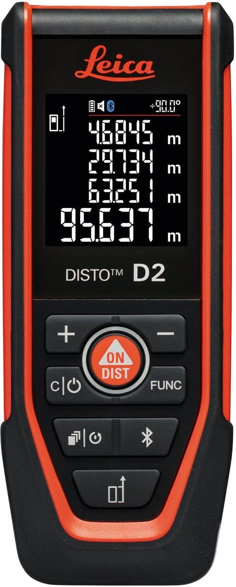 Leica DISTO D2 Laser Afstandsmeter 150m, 1.5mm, bluetooth en NFC (Model 2026)