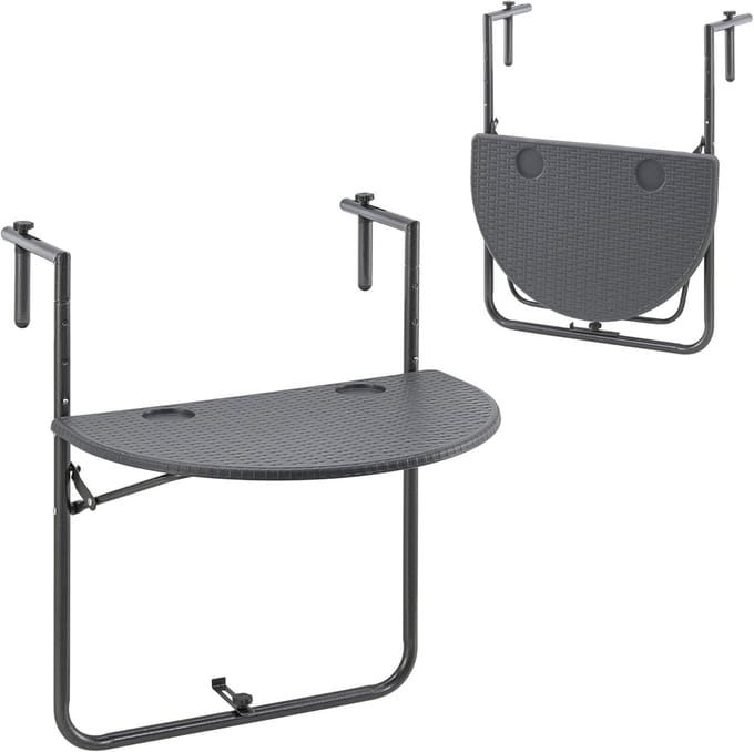 Inklapbare Balkontafel Donkergrijs 83,5x60x64 cm voor Balkon