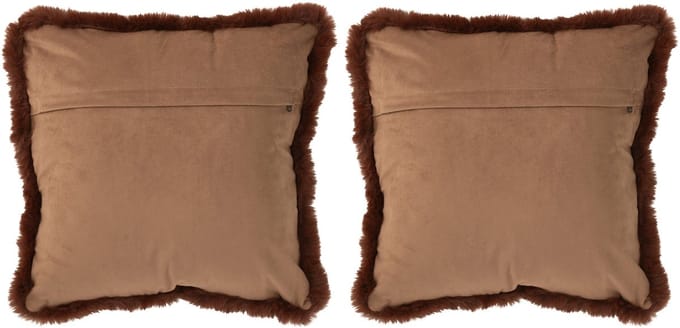 J-Line kussen Paard - polyester - bruin - small - 2 stuks