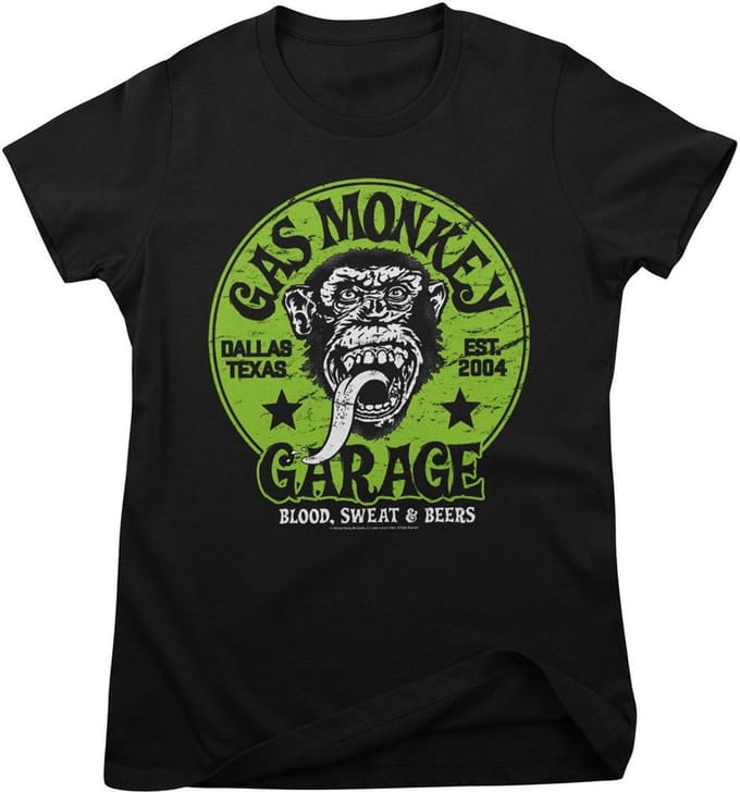 Gas Monkey Garage T-shirt Green Logo Girly Tee GMG-5-GMG006-H96-6