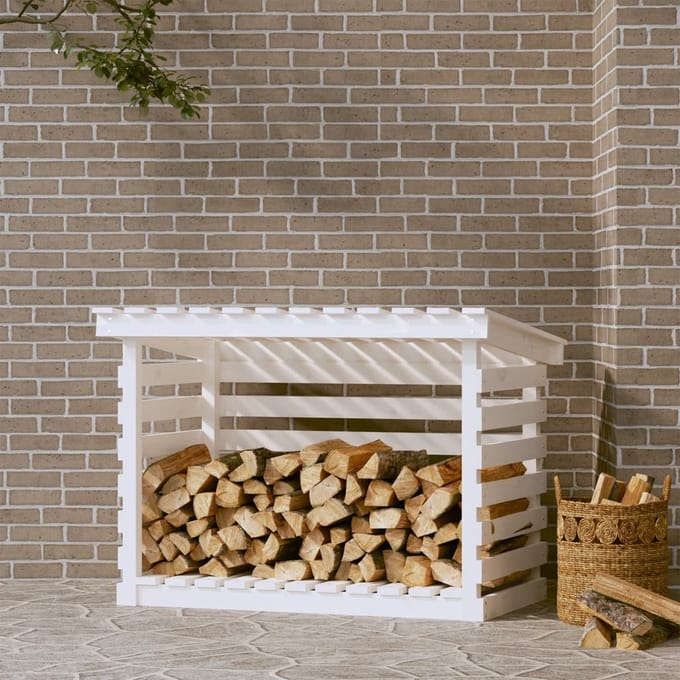 vidaXL - Haardhoutrek - 108x73x79 - cm - massief - grenenhout - wit