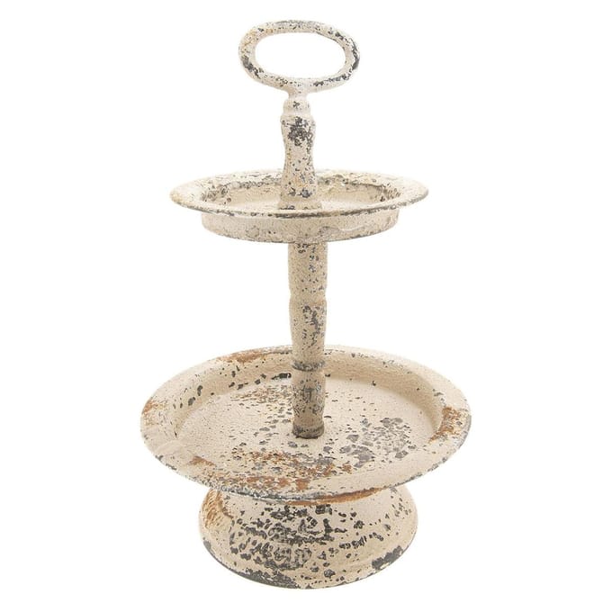 Clayre & Eef Etagère 2 laags Ø 22x34 cm Beige IJzer