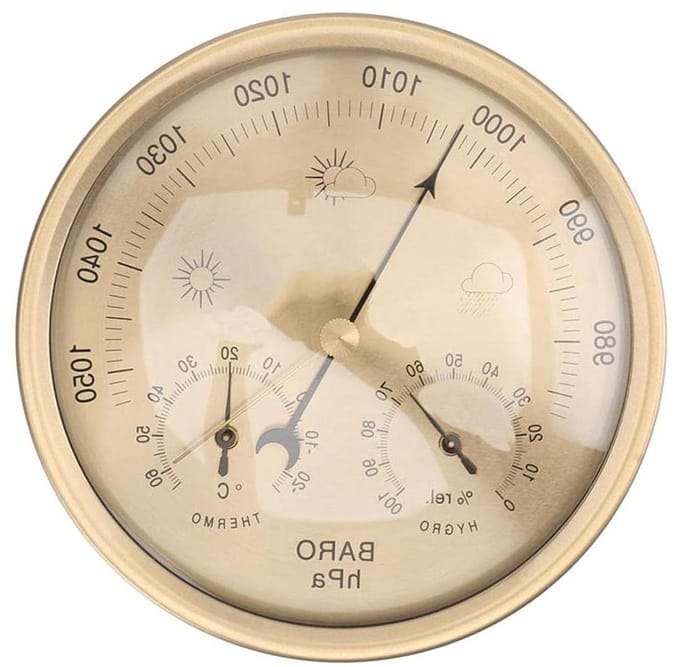 Barometer, analogue weather station, wall barometer at home