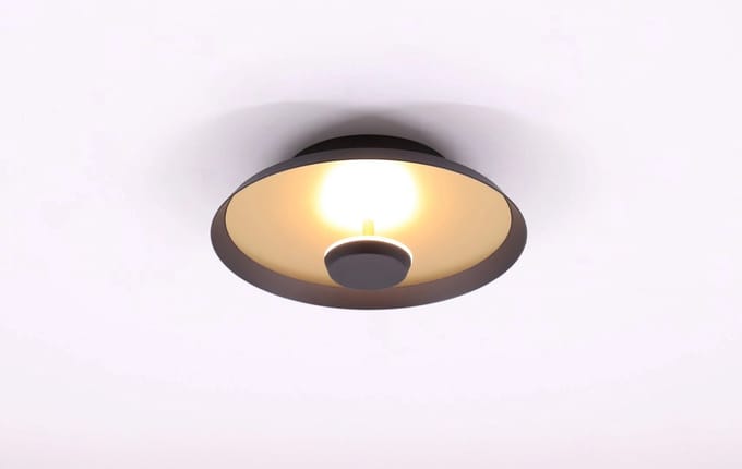 Plafondlamp zwart goud - diameter 26cm