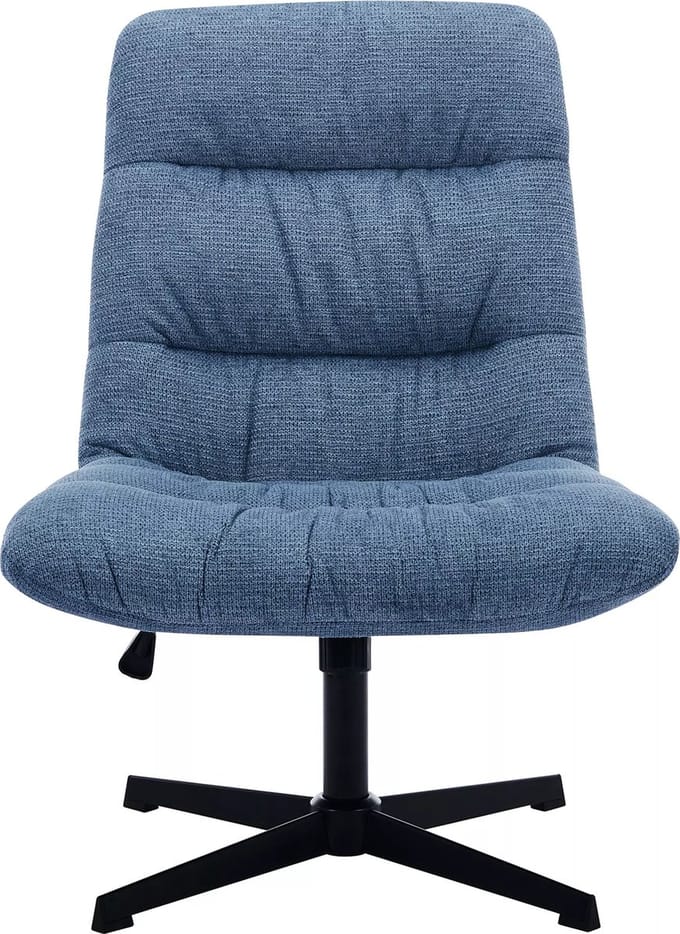 Vente-unique Draaifauteuil van blauwe gechineerde stof SELENDO