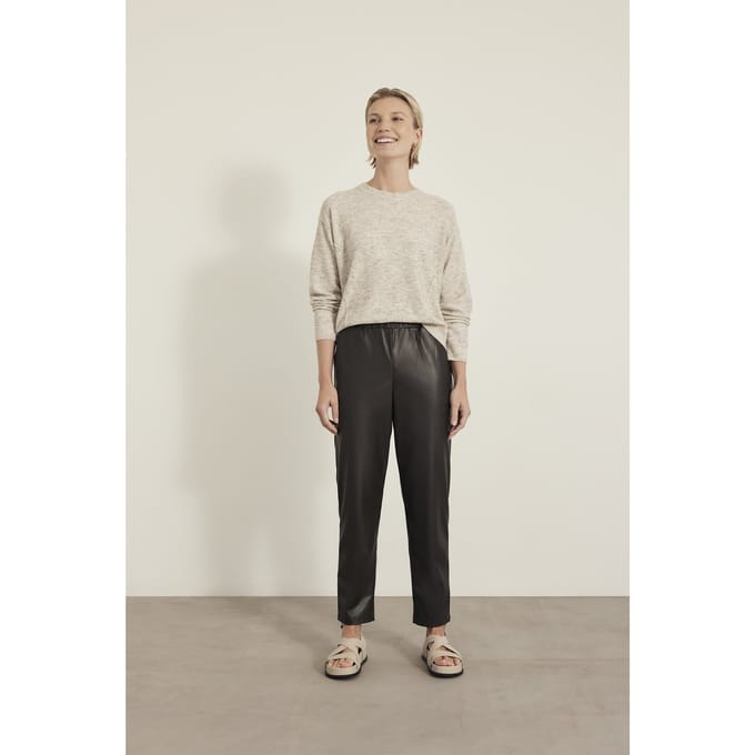 Knitted Sally Pants Choco Maat: S | Leren broeken Outlet | Dames | Zwart