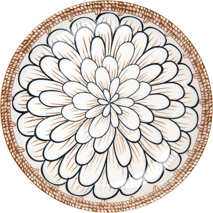 Clayre & Eef Ontbijtbord Ø 21x3 cm Wit Bruin Keramiek