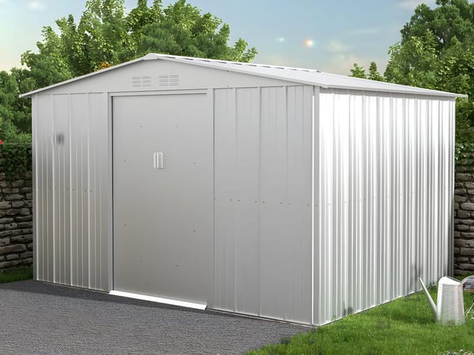 Vente-unique Tuinhuisje in gegalvaniseerd staal - Grijs - LINUS - 7,82 m²
