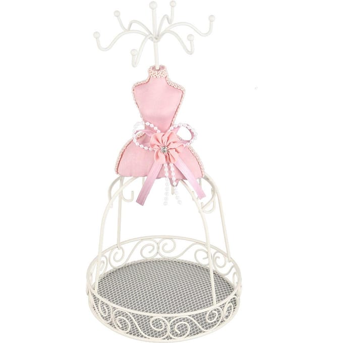 Model Jurk Hoge Hakken Oorbellen Ketting Ring Sieradenhouder Standaard Display(IJzeren rek) white