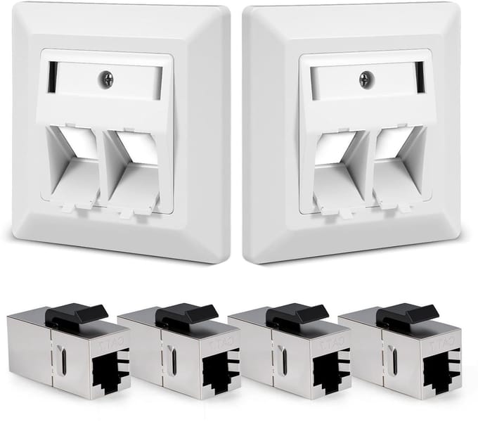 Netwerkstekkers - RJ45 Modules - Snelle Internetverbinding - Afgeschermde STP Modules - 2 Stuks - Zilver