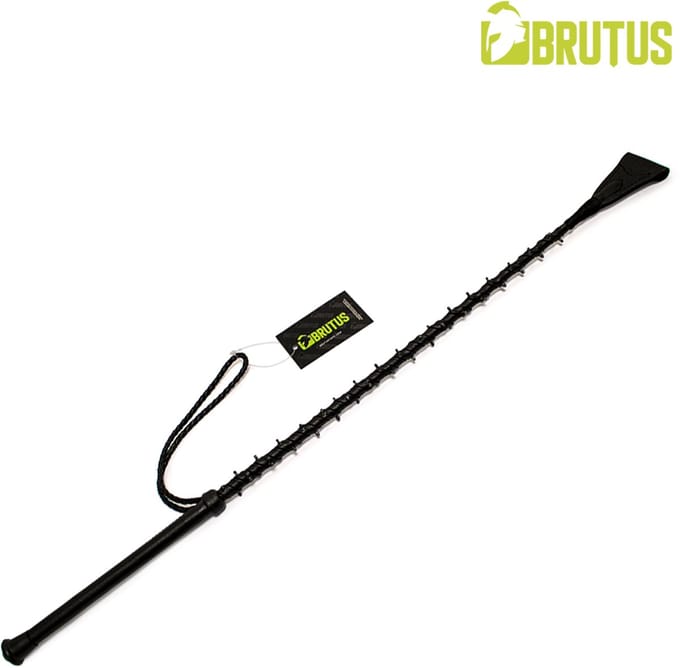 BRUTUS Leather Spiked Riding Crop - Stoere spikes