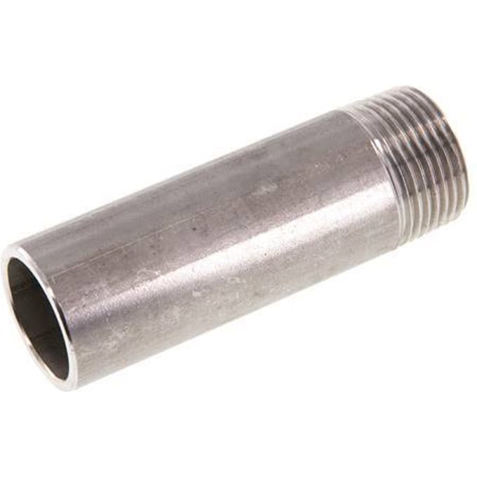 R 1'' Buitendraad x 33.7mm RVS Pijpnippel met Las uiteinde 20 Bar DIN 2982 - 100mm