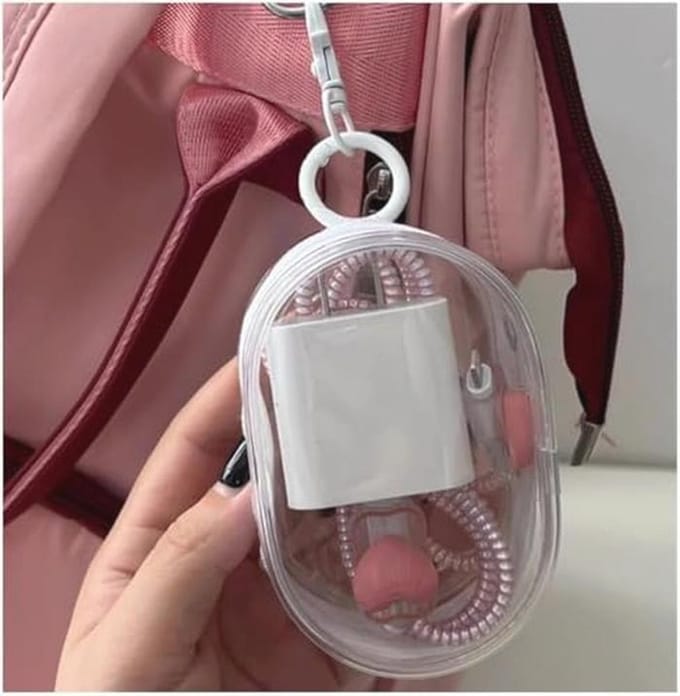 Oplaadbare Data Kabel en Accessoires Opbergdoos - Draagbare Hoofdtelefoon en Oordopjes Organizer 10.5X7X4cm