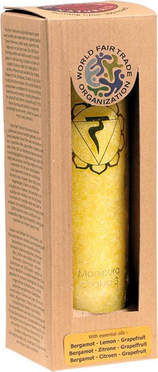 Geurkaars stearine 3e chakra 100 uur (21x6,5 cm)