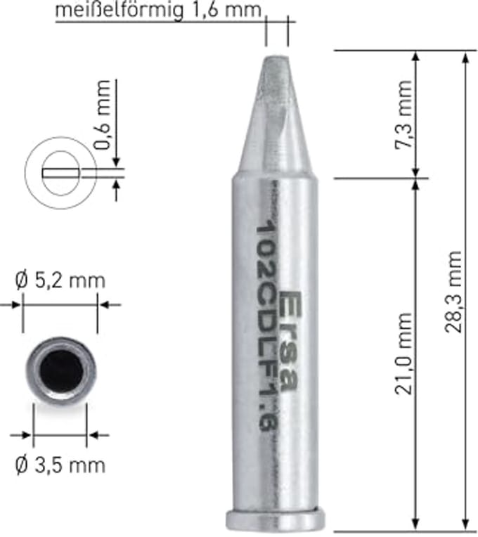 Continu soldeerpunt beitelvormig 1,6 mm met coating