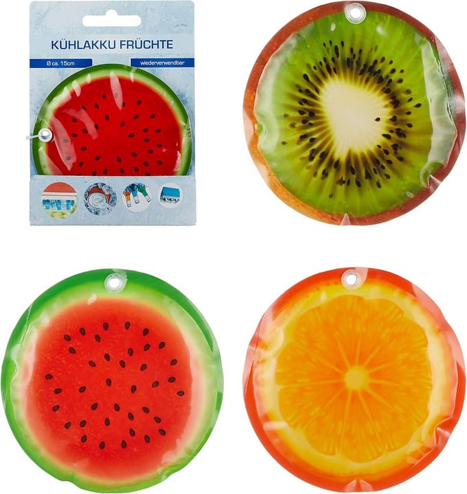 Set van 3 Dunne Koelaccu's met Fruitmotieven voor Koeltas